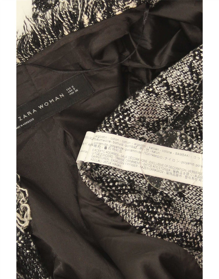 Zara Γυναικείο Ανοιχτό Πανωφόρι UK 10 Small Black Houndstooth Βαμβακερό