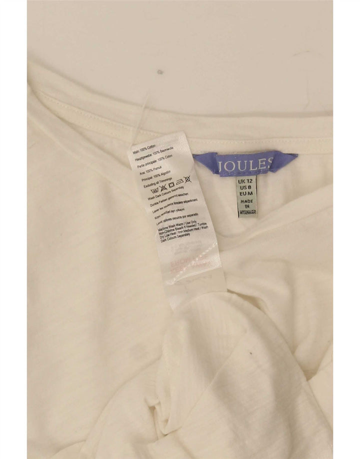 Joules Γυναικείο T-Shirt Top UK 12 μεσαίο λευκό βαμβακερό