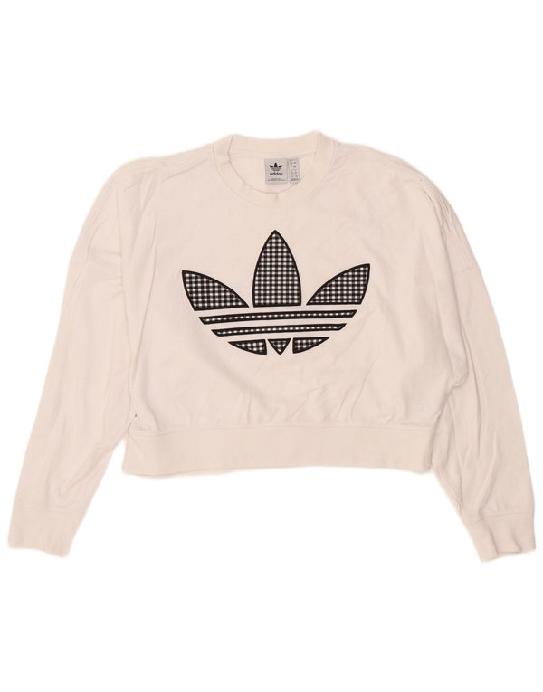 Γυναικείο γραφικό φούτερ ADIDAS Oversized Crop Jumper UK 8 Small White
