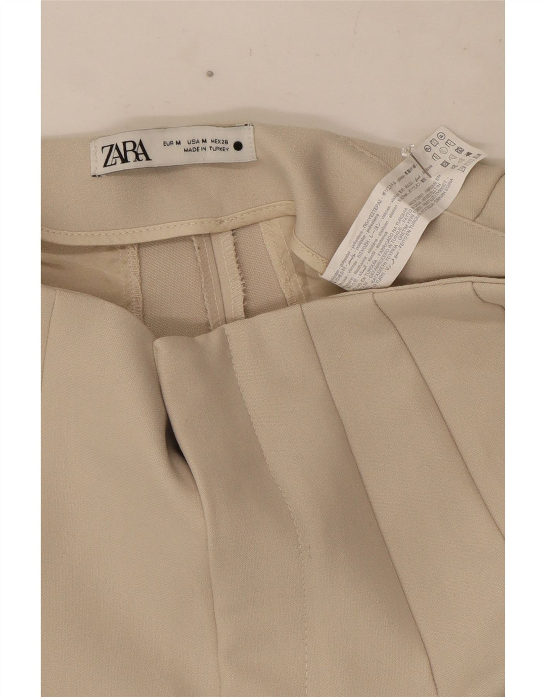 Zara Γυναικείο καυτερό παντελόνι μεσαίου W28 Μπεζ πολυεστέρας
