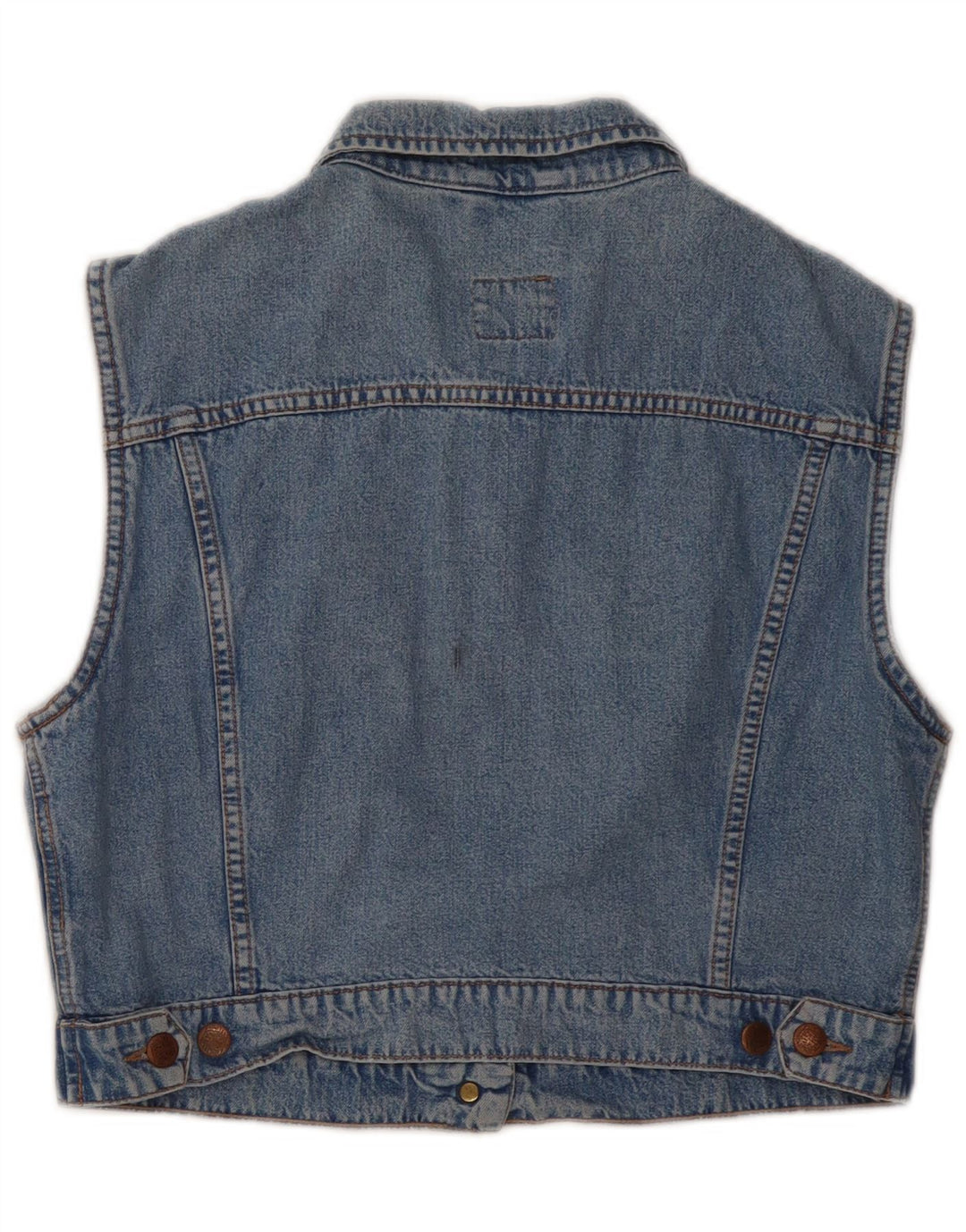 PIONEER Womens Crop Denim Gilet UK 14 Medium Blue Cotton