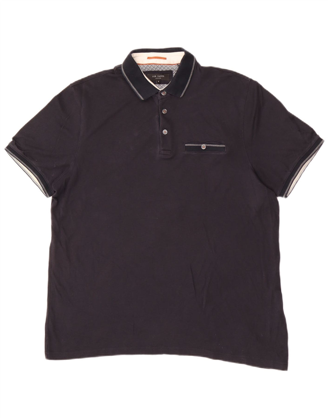 Ted Baker Ανδρικό πουκάμισο Polo Νούμερο 4 Μεγάλο Βαμβακερό Navy Blue