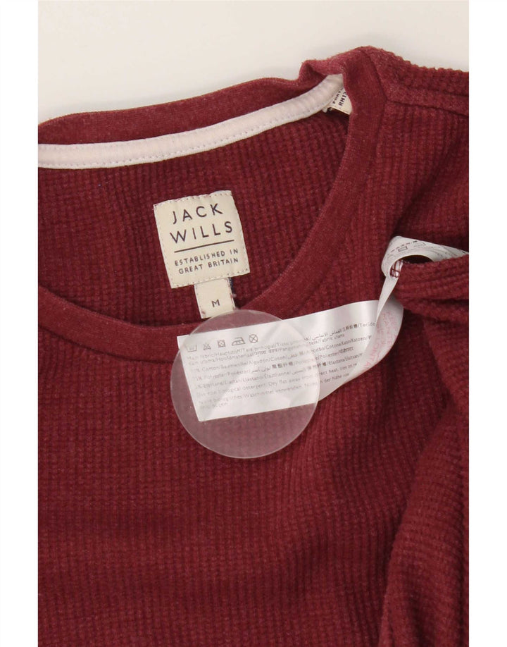 Jack Wills Ανδρικό μακρυμάνικο μπλουζάκι από μεσαίο μπορντό βαμβάκι