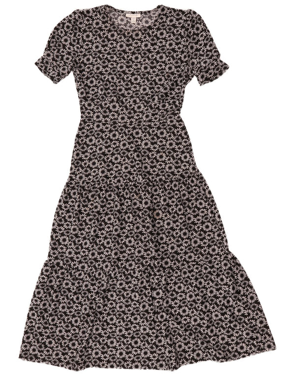 Topshop Γυναικείο φόρεμα υπερμεγέθης με επίπεδα UK 10 Small Black Floral Polyester