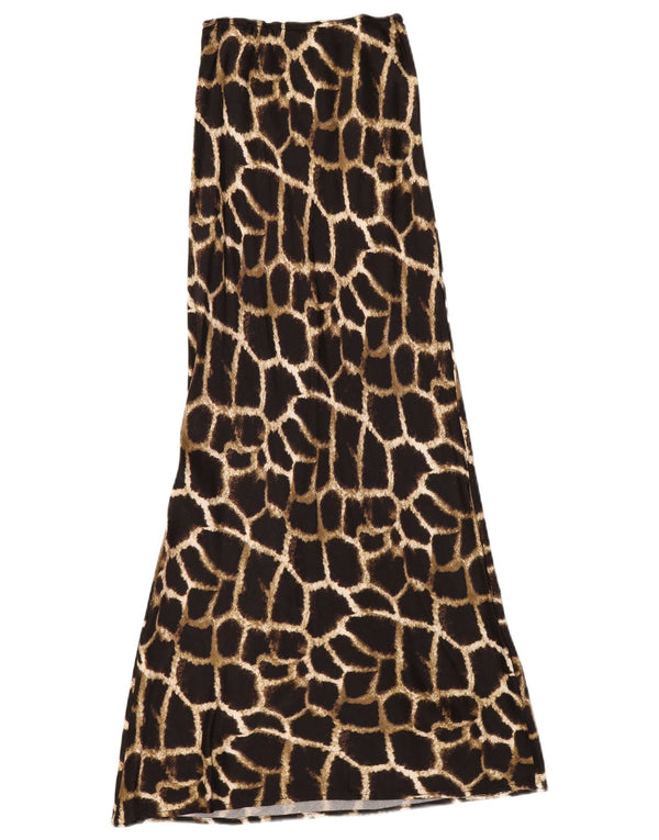 TOPSHOP γυναικεία μάξι φούστα UK 6 XS W24 Καφέ Animal Print Viscose