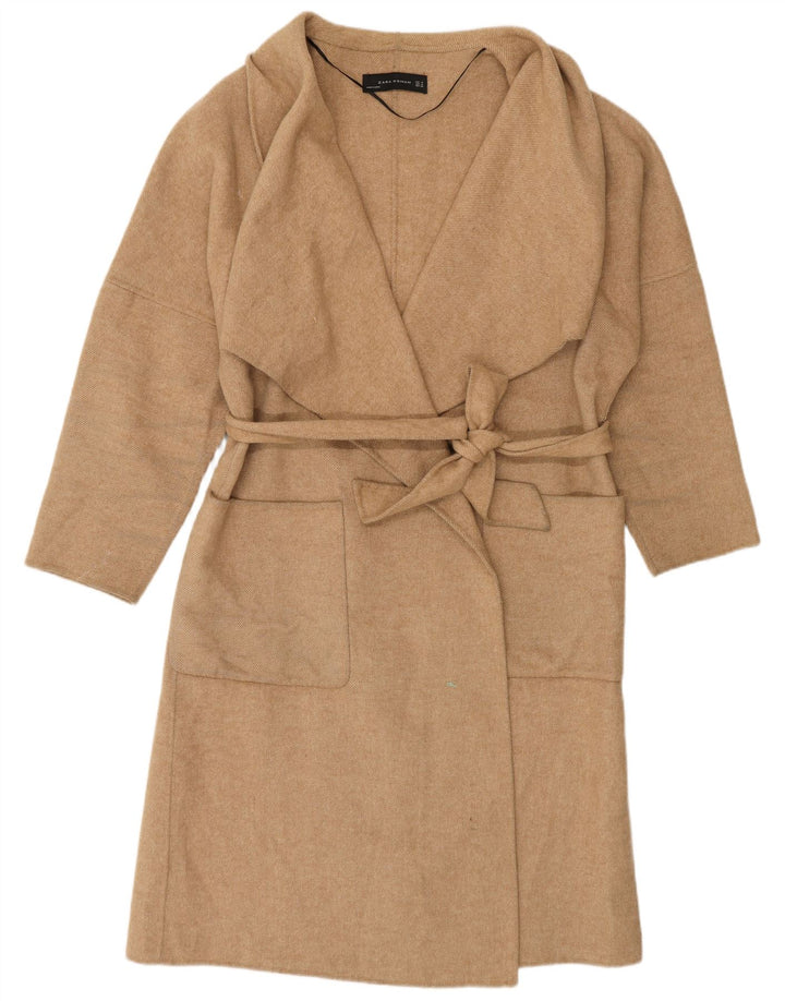Zara Γυναικείο Oversized Πανωφόρι UK 14 Medium Beige Wool