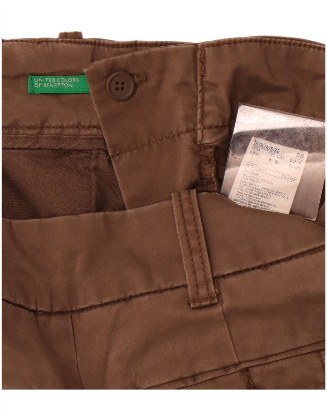 BENETTON Γυναικείο Bootcut Παντελόνι Chino IT 38 XS W26 L30 Καφέ βαμβακερό