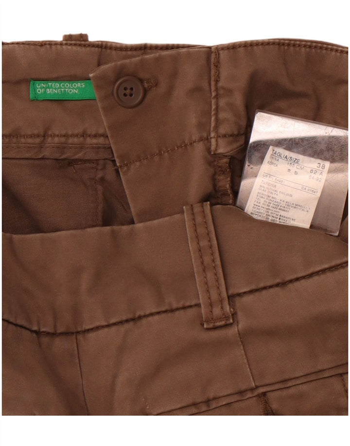 BENETTON Γυναικείο Bootcut Παντελόνι Chino IT 38 XS W26 L30 Καφέ βαμβακερό