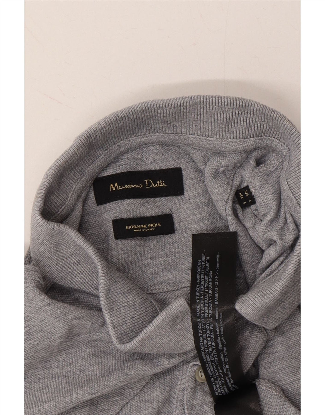 MASSIMO DUTTI Mens Polo Shirt Large Grey Cotton Vintage Massimo Dutti and Second-Hand Massimo Dutti from Messina Hembry 