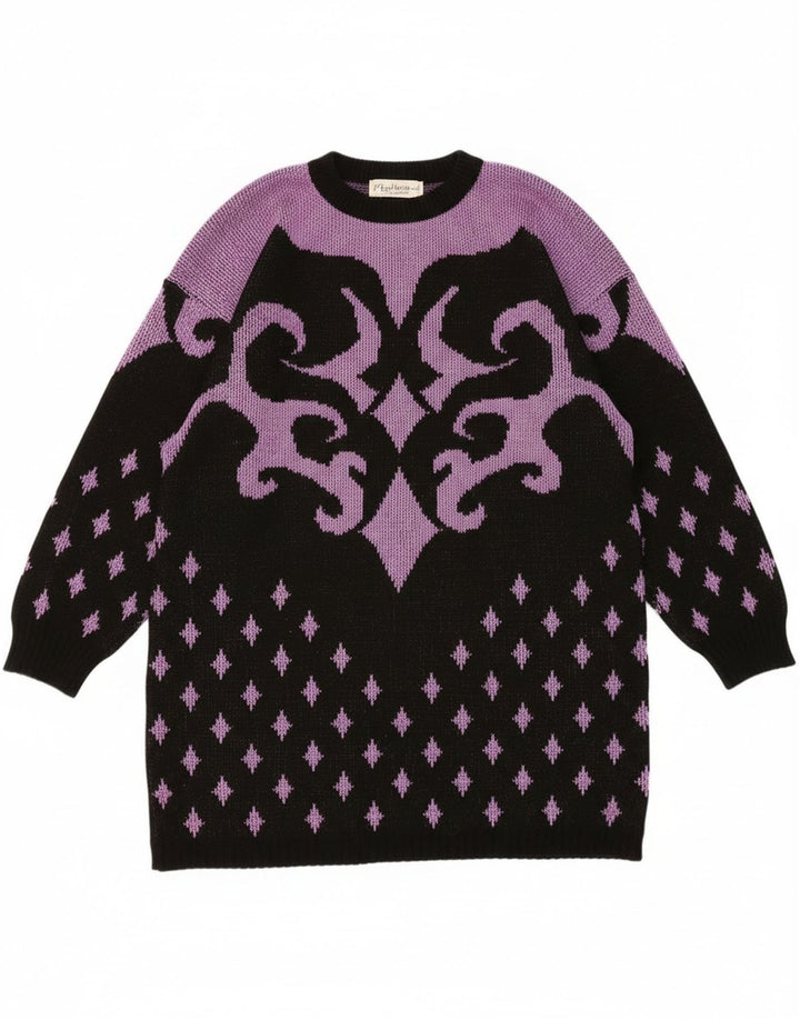 Vintage γυναικείο αφηρημένο φόρεμα με μοτίβο UK 14 Medium Purple