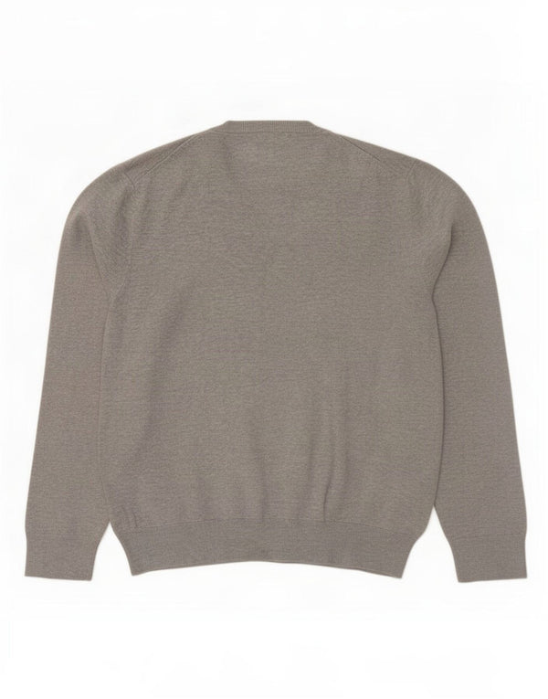 Marks & Spencer Womens V-Neck Jumper Sweater UK 18 XL Grey Flecked Cotton