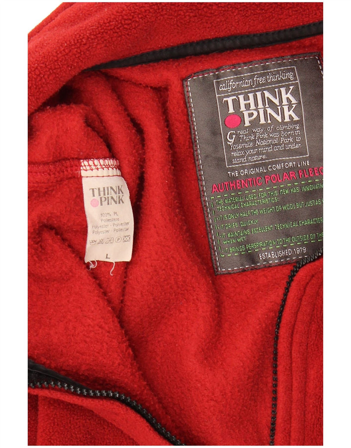 THINK PINK Mens Fleece Jacket UK 40 Large Red Polyester