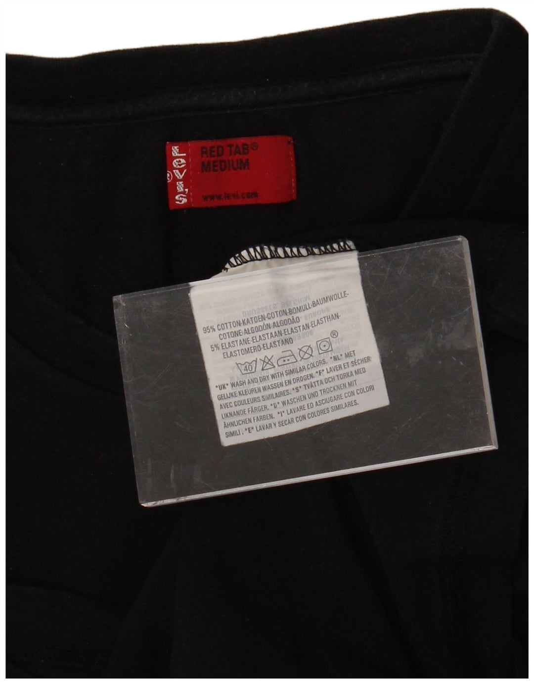 LEVI'S Γυναικείο T-Shirt Top UK 12 Μεσαίο μαύρο βαμβακερό