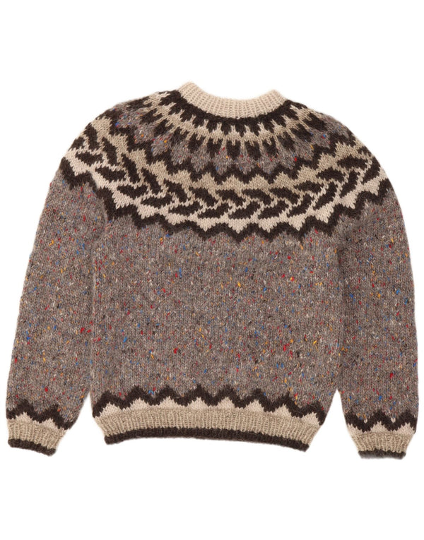 Vintage γυναικείο πουλόβερ με λαιμόκοψη στο UK 8 Small Grey Fair Isle