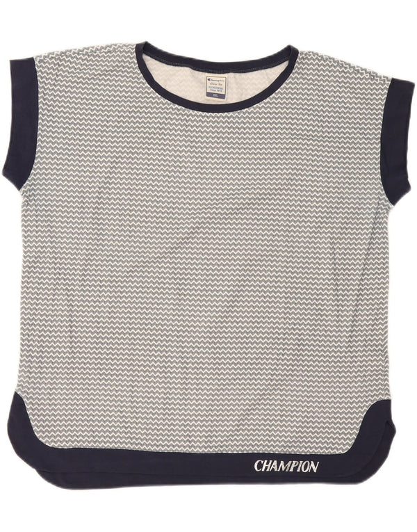Champion Womens Easy Fit T-Shirt Top UK 20 2XL White Chevron