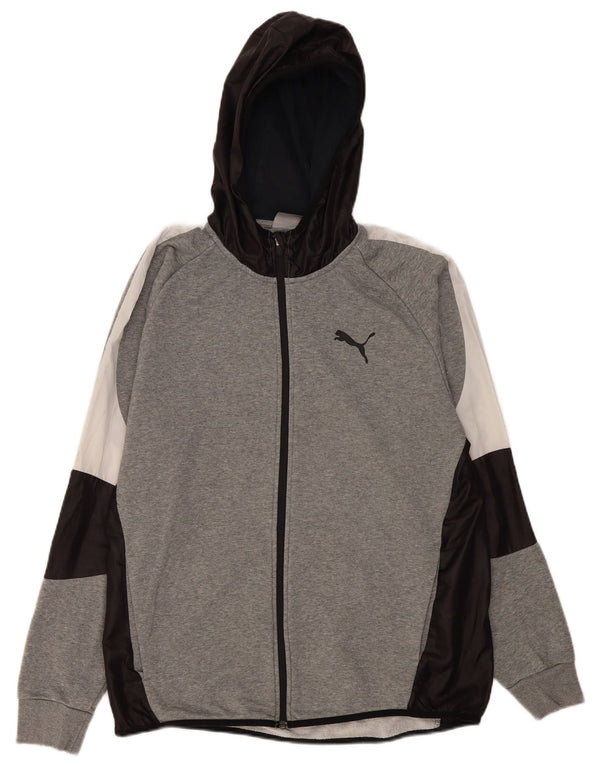 Puma Mens Zip Hoodie Sweater XL Grey Colourblock