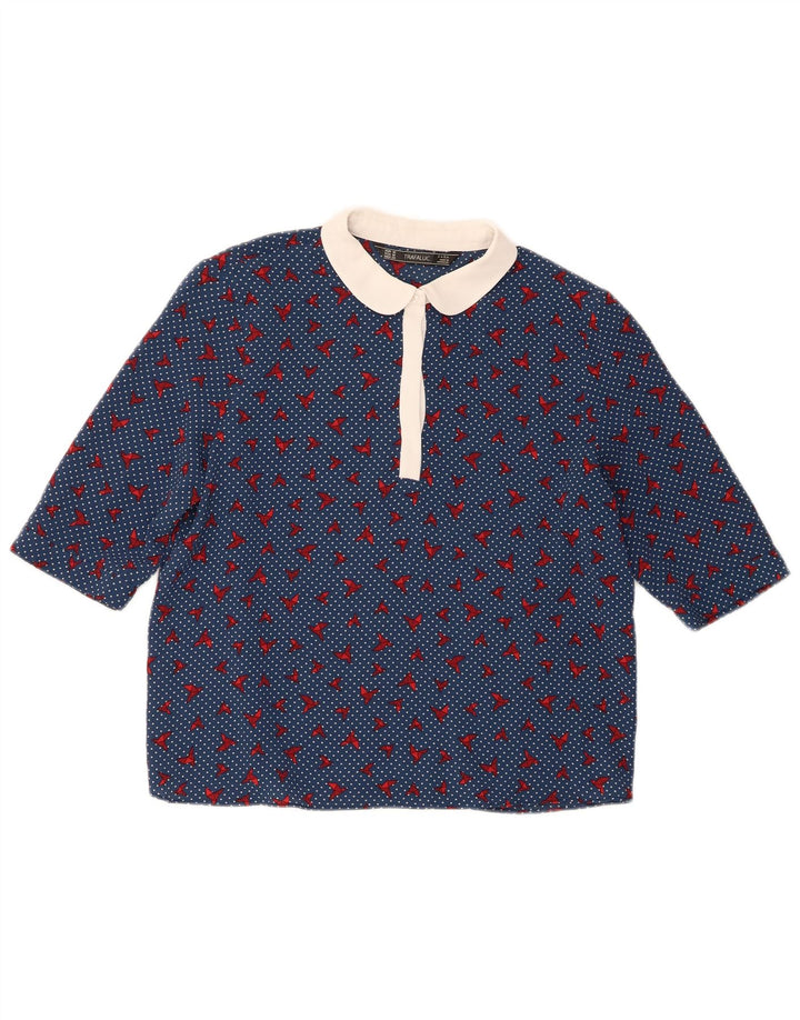 Zara Γυναικεία Μπλούζα Trafaluc Τοπ UK 14 Medium Blue Spotted Polyester