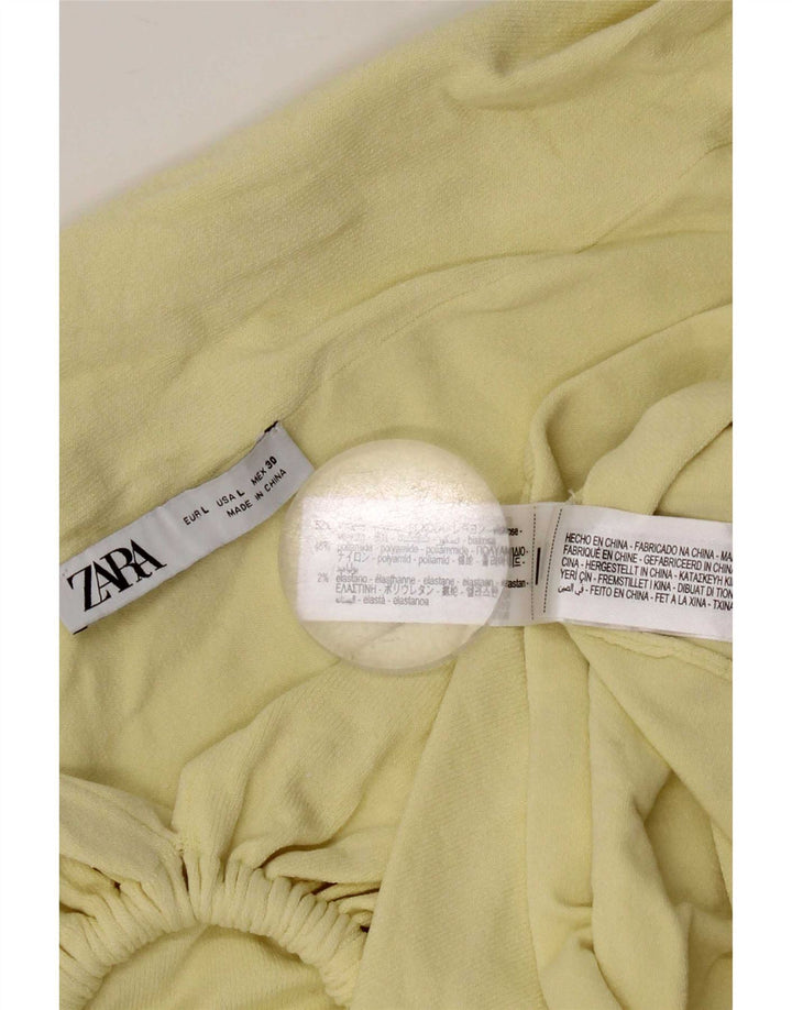 Zara Womens Off Shoulder Top UK 16 Μεγάλη κίτρινη βισκόζη
