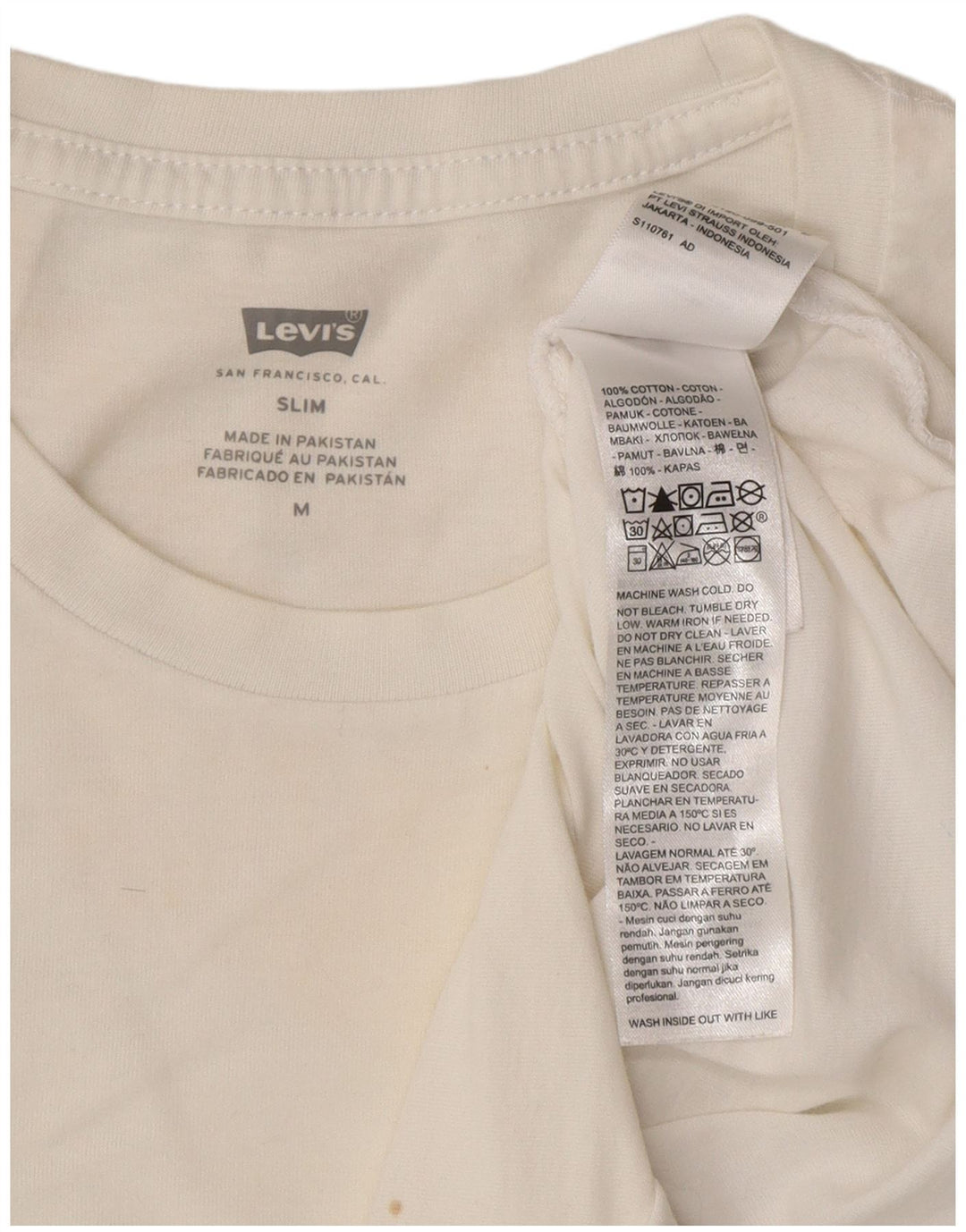 LEVI'S Mens Slim T-Shirt Top Medium White Cotton
