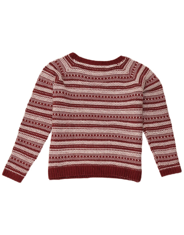 Fat Face Γυναικείο πουλόβερ με λαιμόκαυστο UK 12 Medium Burgundy ριγέ