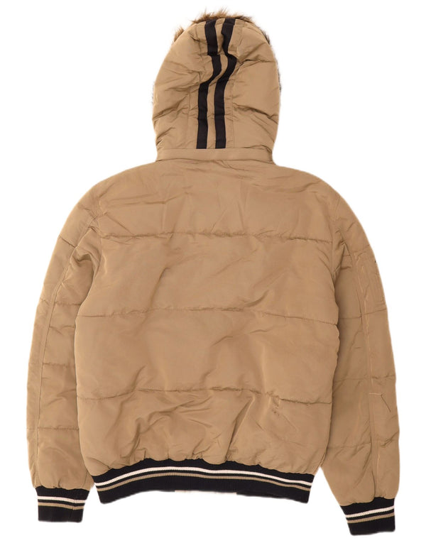 Zara Ανδρικό μπουφάν με κουκούλα UK 40 Large Beige Nylon