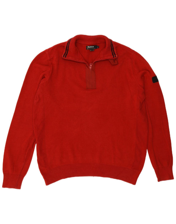 Ανδρικό πουλόβερ Barbour με φερμουάρ, μεγάλο βαμβακερό μπορντό