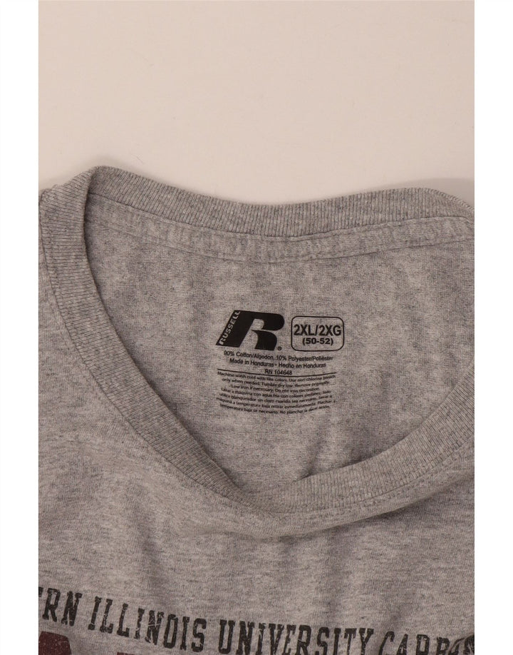 RUSSELL ATHLETIC Ανδρικό γραφικό μπλουζάκι Salukis Top 2XL γκρι βαμβακερό