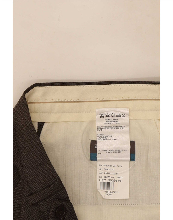 Marks & Spencer Ανδρικό παντελόνι με καρφίτσα W32 L31 καφέ πολυεστέρας