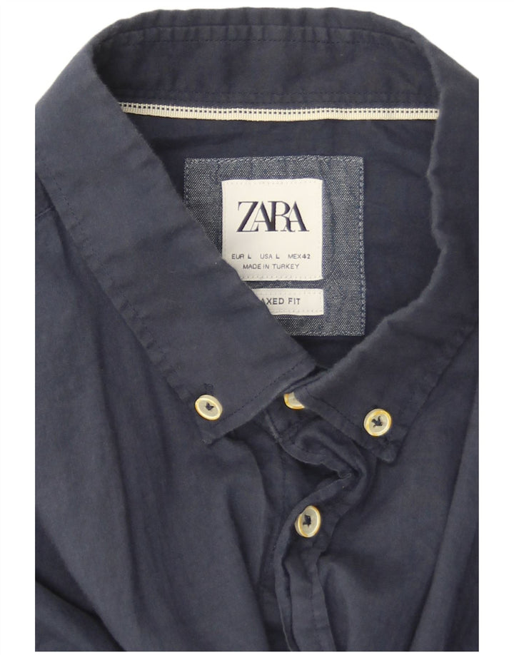 Ανδρικό πουκάμισο Zara Relaxed Fit Large L70 Navy Blue