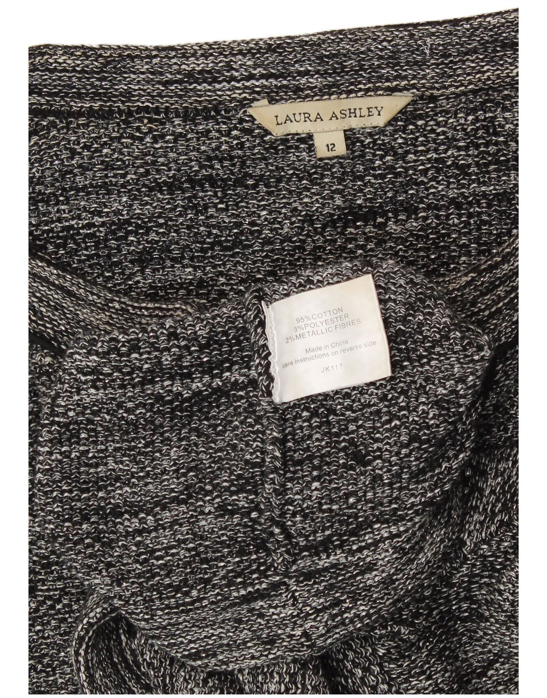 Laura Ashley Γυναικείο Open Bolero Jumper UK 12 μεσαίο γκρι βαμβακερό