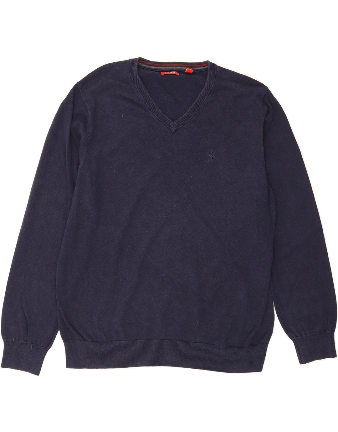 IZOD Mens V-Neck Jumper Sweater Large Navy Blue Cotton Vintage Izod and Second-Hand Izod from Messina Hembry 