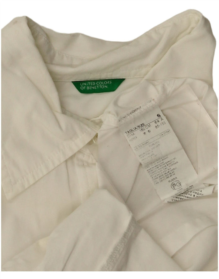 Γυναικείο πουκάμισο Benetton UK 10 Small λευκό βαμβακερό