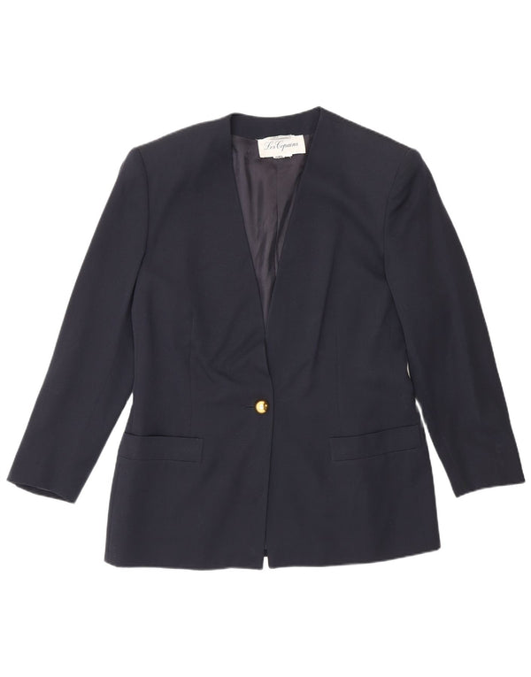 Les Copains Womens 1 Button Blazer Jacket UK 14 Medium Navy Blue