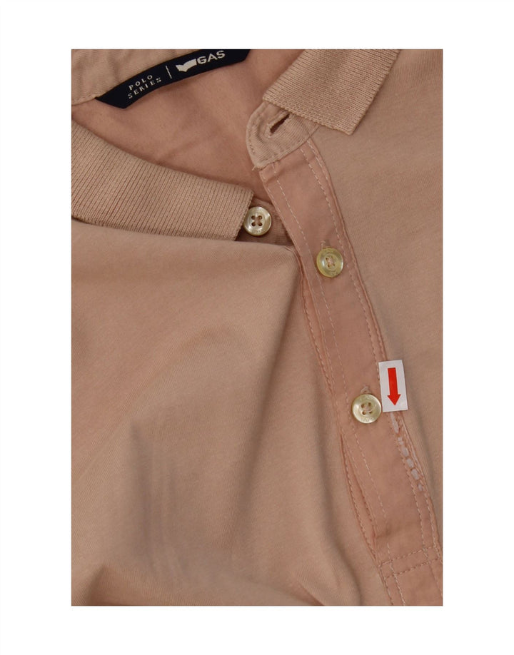 GAS Mens Polo Shirt Large Beige Cotton Vintage Gas and Second-Hand Gas from Messina Hembry 