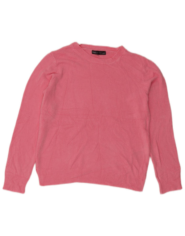 MARKS & SPENCER Γυναικείο πουλόβερ με λαιμόκοψη UK 12 μεσαίου ροζ ακρυλικό