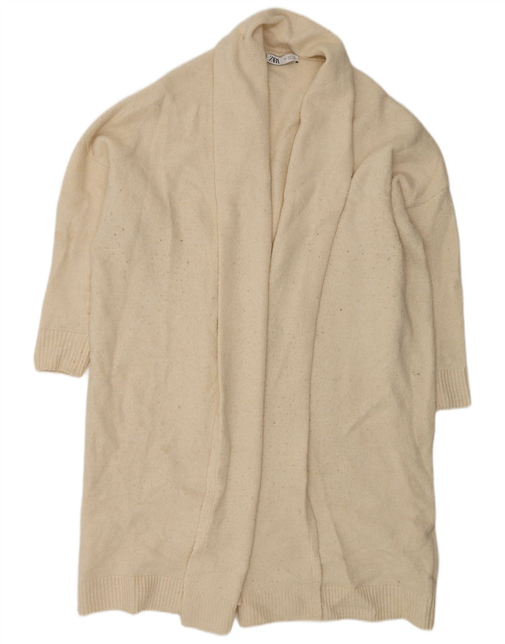 Zara Γυναικείο πουλόβερ ανοιχτό Longline ανοιχτό UK 10 Small Off White