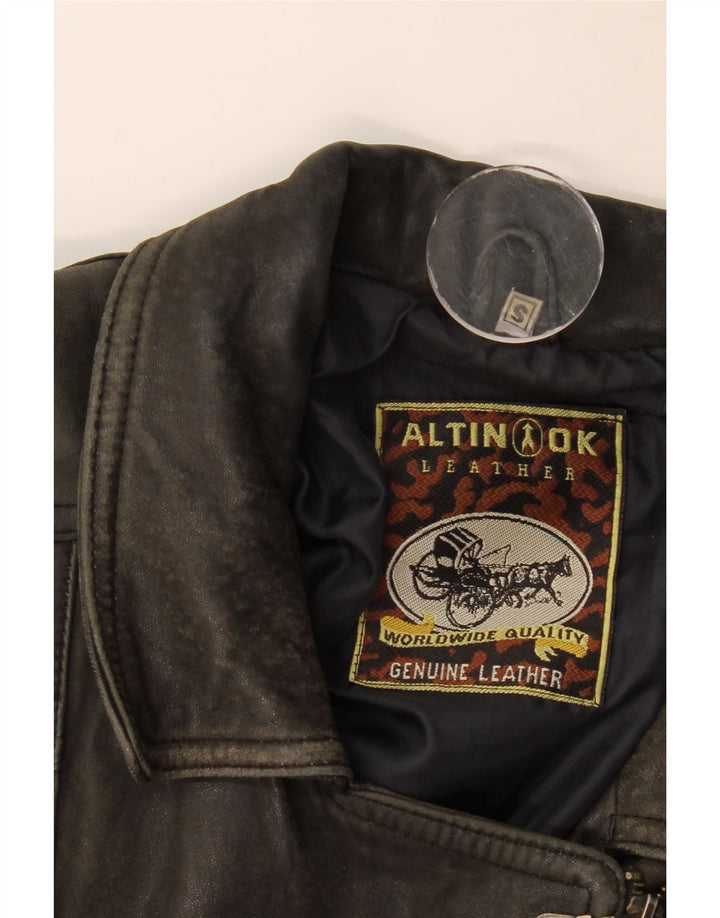 Vintage Γυναικείο Δερμάτινο Oversized Biker Jacket UK 10 Small Brown Leather
