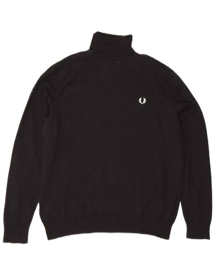 Fred Perry Ανδρικό πουλόβερ με ρολό λαιμόκοψη XL μαύρο μάλλινο