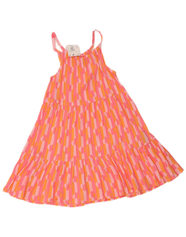 Marks & Spencer Girls Abstract Pattern Tiered Dress 10-11 Years Pink Heart
