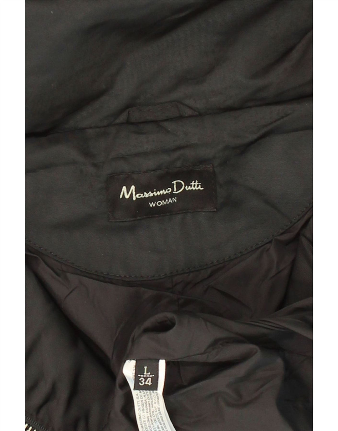 MASSIMO DUTTI Womens Hooded Bomber Jacket UK 14 Large Black Polyester Vintage Massimo Dutti and Second-Hand Massimo Dutti from Messina Hembry 