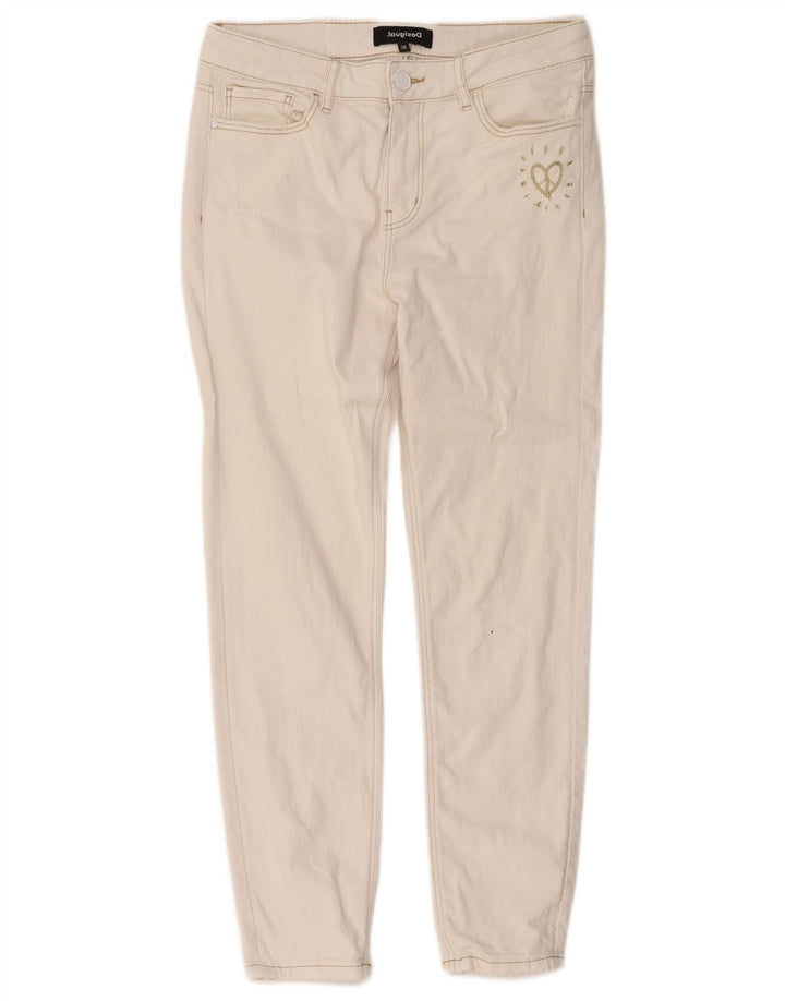 Γυναικείο Cropped Jeans Desigual W30 L25 Λευκό βαμβακερό