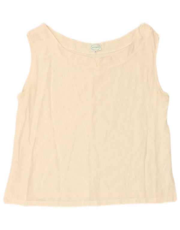 VINTAGE Γυναικεία Crop Αμάνικη Μπλούζα Τοπ UK 20 2XL Off White Silk