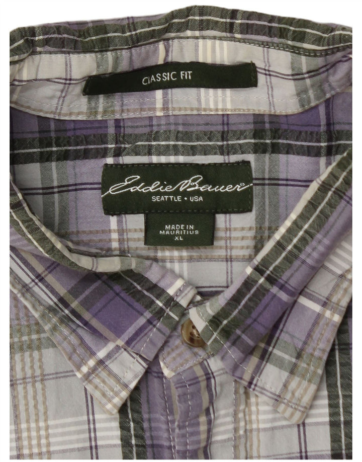 EDDIE BAUER Ανδρικό κοντομάνικο πουκάμισο Classic Fit XL Purple Check
