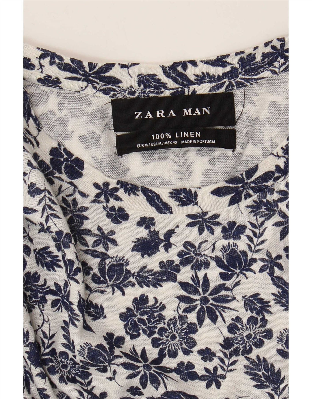 Ανδρικό T-Shirt Zara Top Μεσαίο Λευκό Λινό Λινό