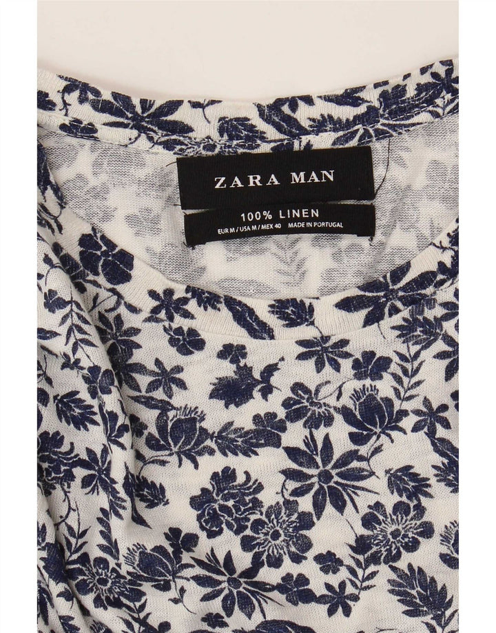 Ανδρικό T-Shirt Zara Top Μεσαίο Λευκό Λινό Λινό