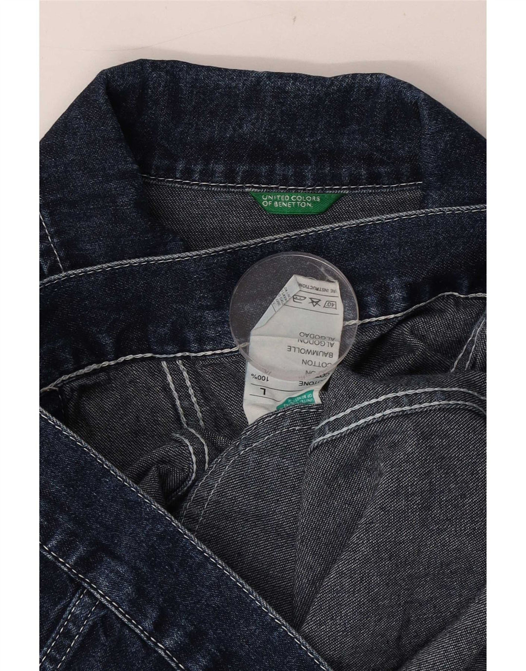 Benetton Γυναικείο Τζιν Μπουφάν UK 40 Μεγάλο Μπλε Βαμβακερό