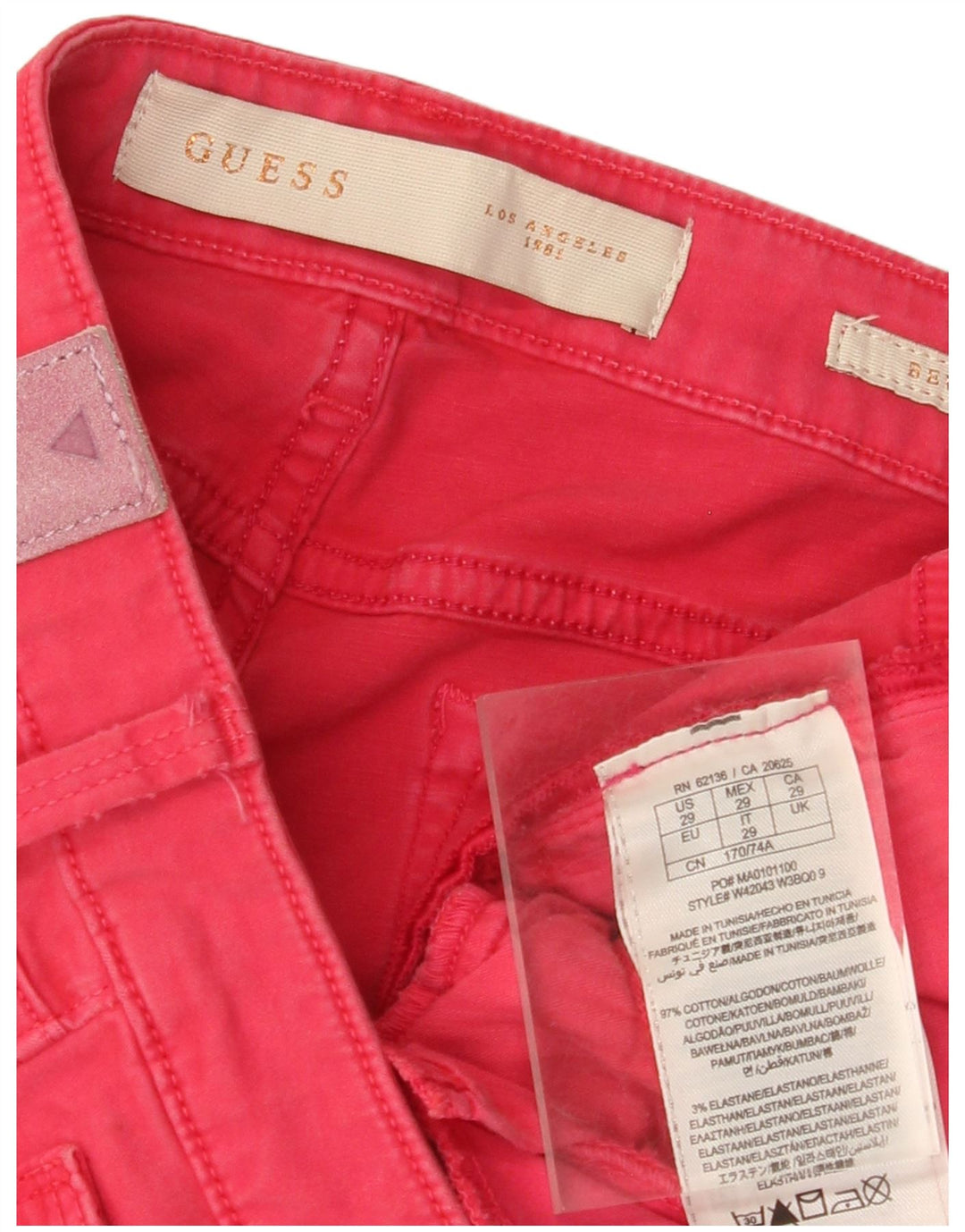 GUESS Γυναικείο Slim Casual Παντελόνι W29 L28 Ροζ Βαμβακερό