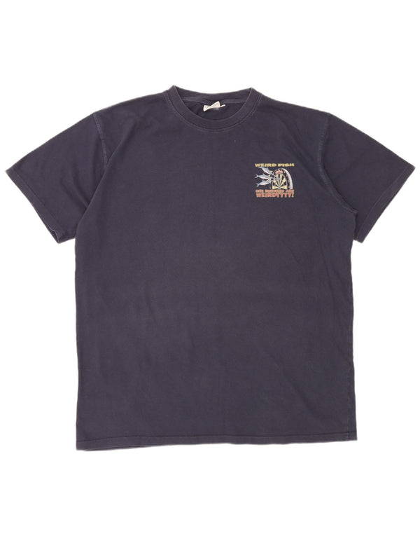 Ανδρικό γραφικό T-Shirt WEIRD FISH Top XL Navy Blue Cotton