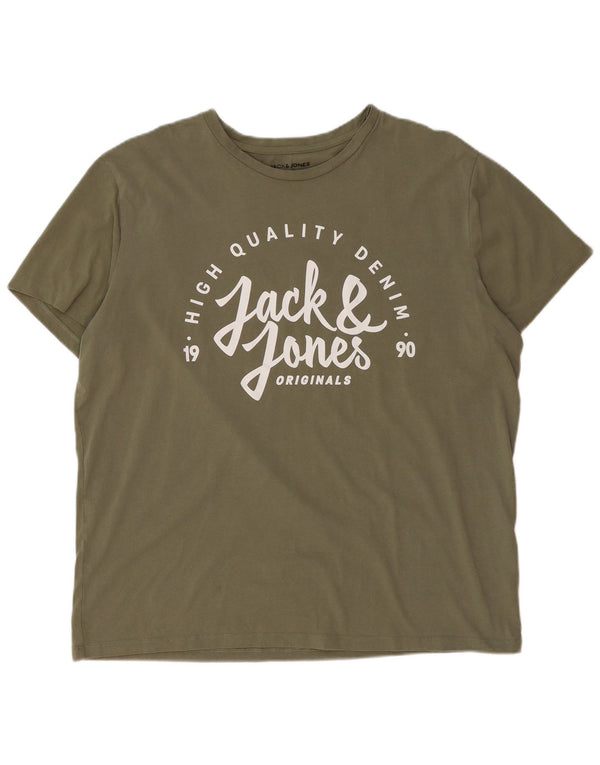 JACK & JONES Ανδρικό γραφικό T-Shirt Top 2XL Χακί Βαμβακερό