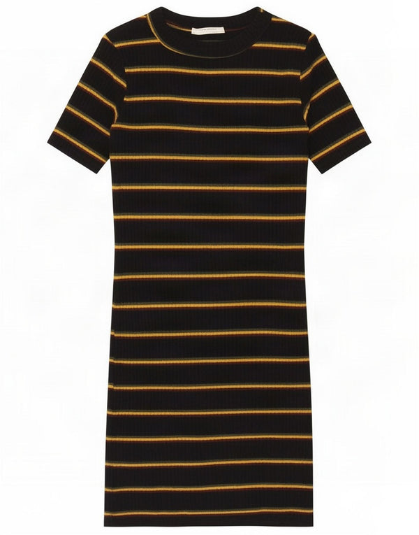 Zara Γυναικείο φόρεμα Trafaluc T-Shirt UK 8 Small Μαύρο ριγέ πολυεστέρα